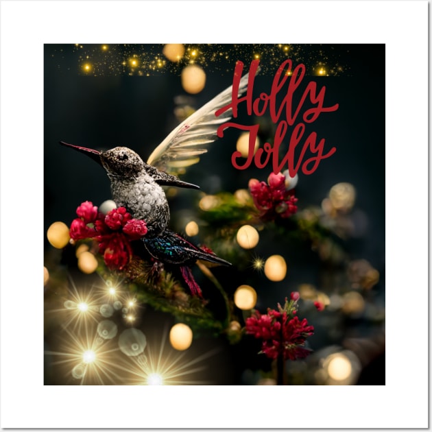 Holly Jolly - Christmas Hummingbird Wall Art by Design-by-Evita